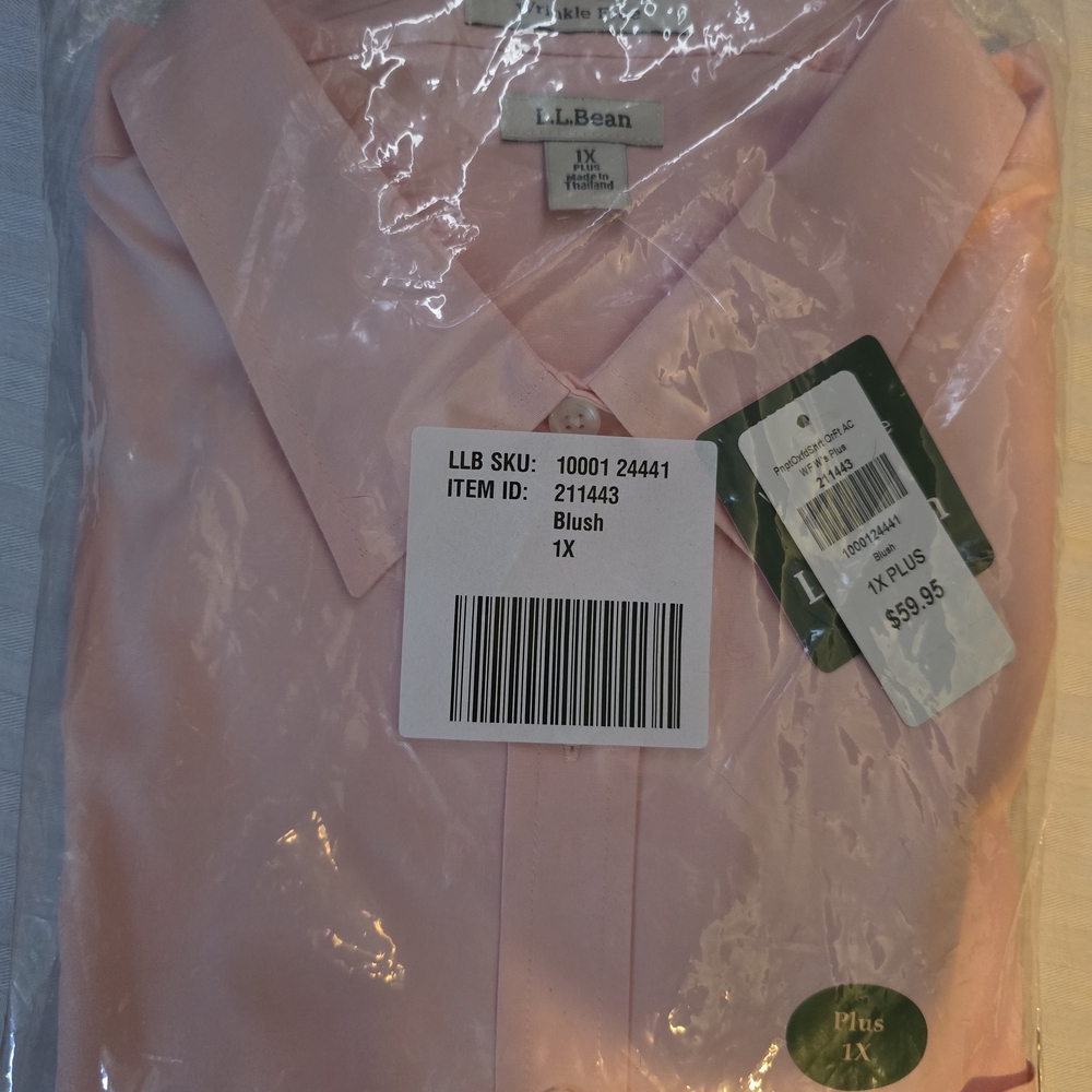 L.L. Bean Pink Blouse Solid Color Top
